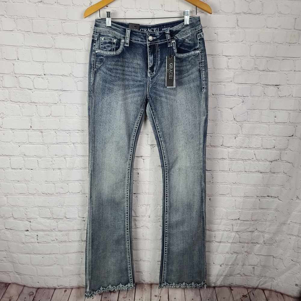 GRACE Jeans 3D Eagle Pockets Sz 28.